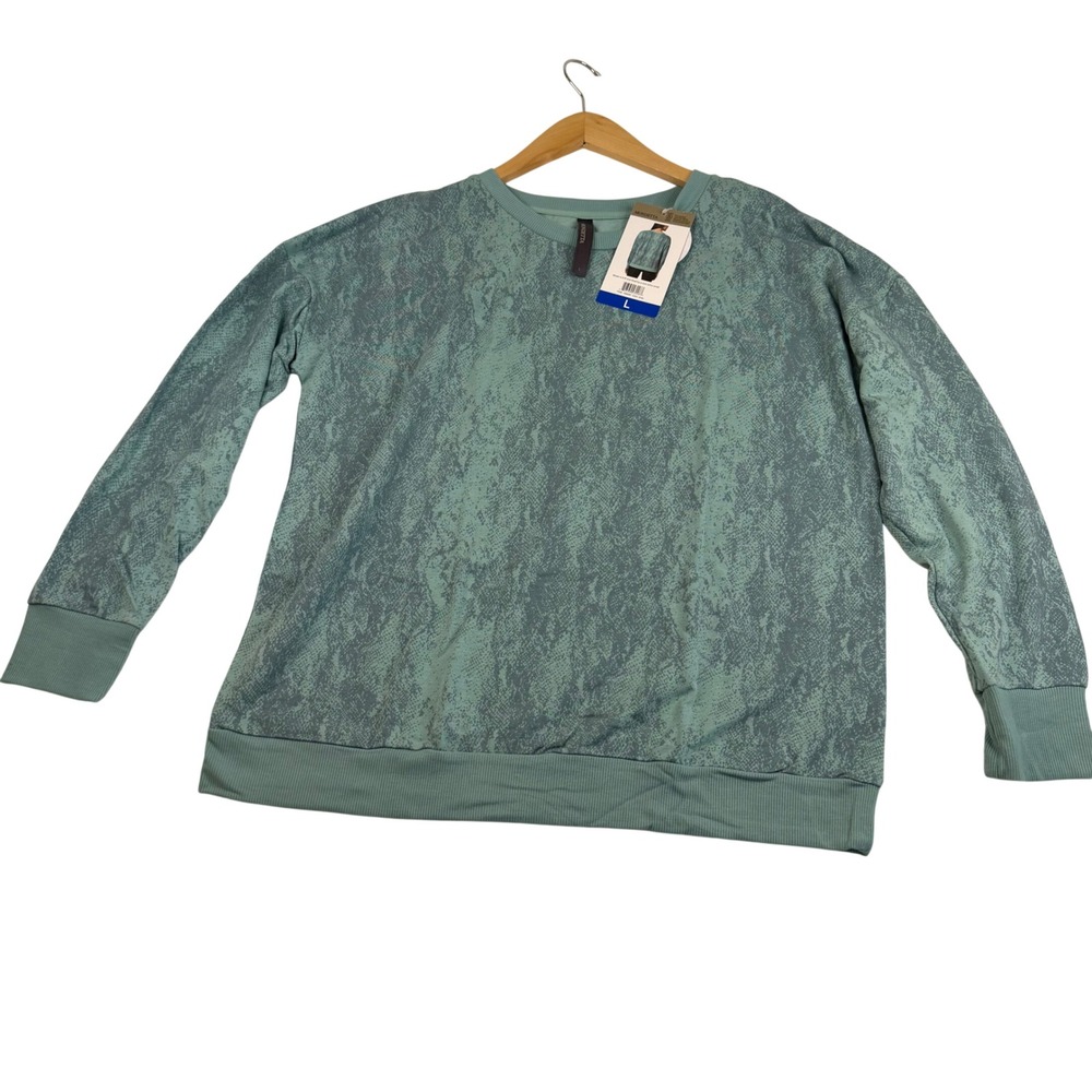 Mondetta Womens Printed Sweatshirt Sage Green Snakeskin Tencel Modal Large NEW